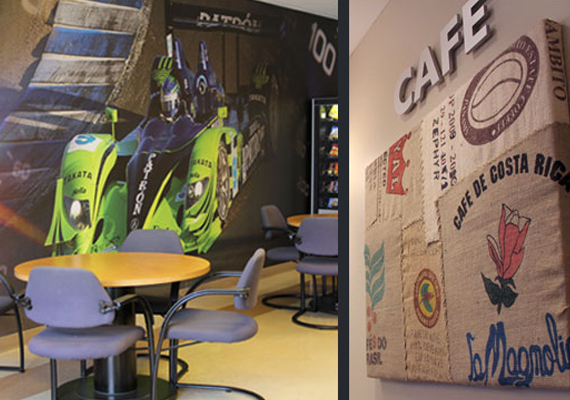 Customized interior display graphics and installations for retail business and consumer spaces.
