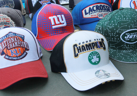 Creation of graphic appliqué and construction of sports licensed and championship headwear.
